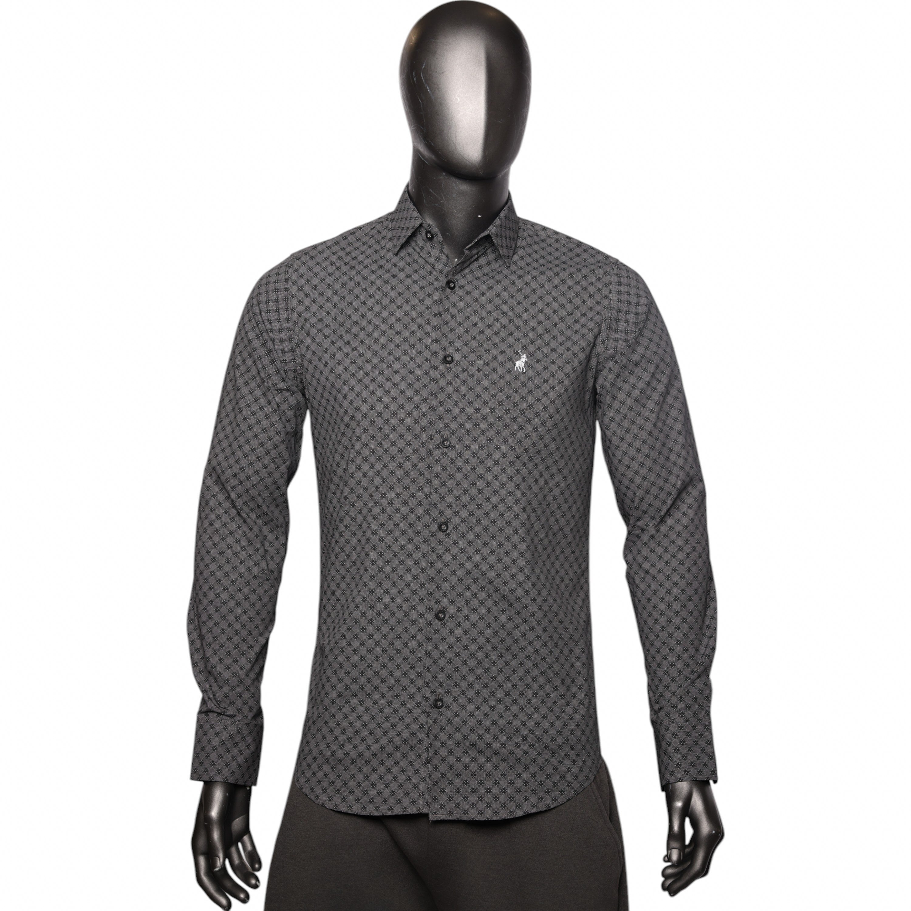 Polo Shirt Long-Sleeve Geo Black